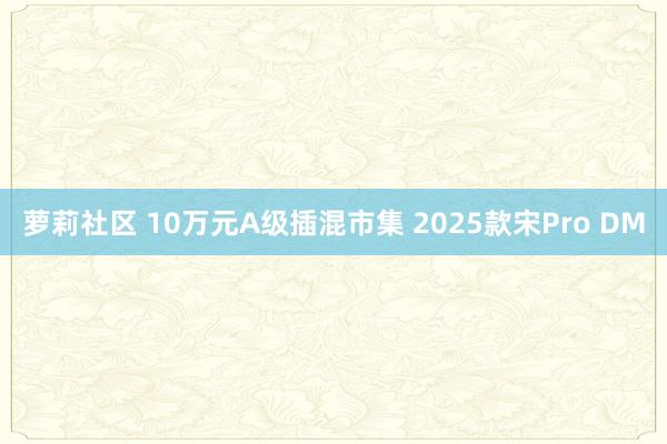萝莉社区 10万元A级插混市集 2025款宋Pro DM