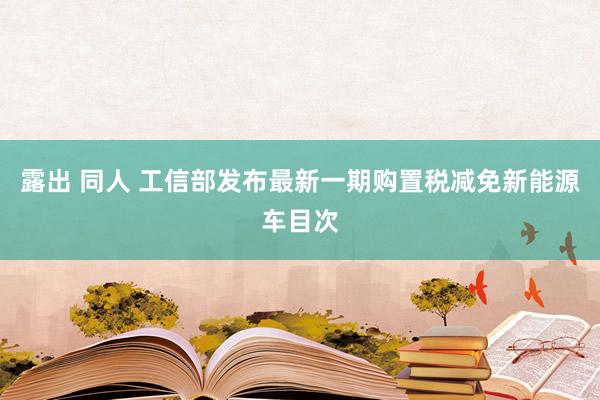 露出 同人 工信部发布最新一期购置税减免新能源车目次