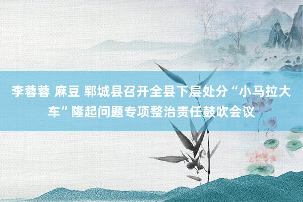 李蓉蓉 麻豆 郓城县召开全县下层处分“小马拉大车”隆起问题专项整治责任鼓吹会议