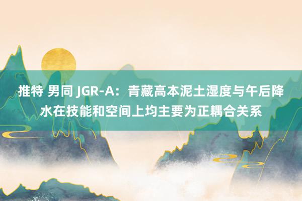 推特 男同 JGR-A：青藏高本泥土湿度与午后降水在技能和空间上均主要为正耦合关系