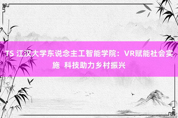 TS 江汉大学东说念主工智能学院：VR赋能社会实施  科技助力乡村振兴