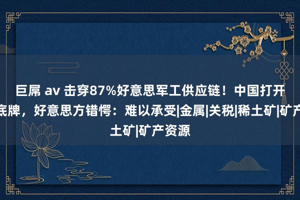 巨屌 av 击穿87%好意思军工供应链！中国打开制胜底牌，好意思方错愕：难以承受|金属|关税|稀土矿|矿产资源